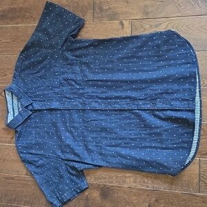 American Rag Mens Button Shirt Navy Blue Stripes Sz M Little White Squares NWT